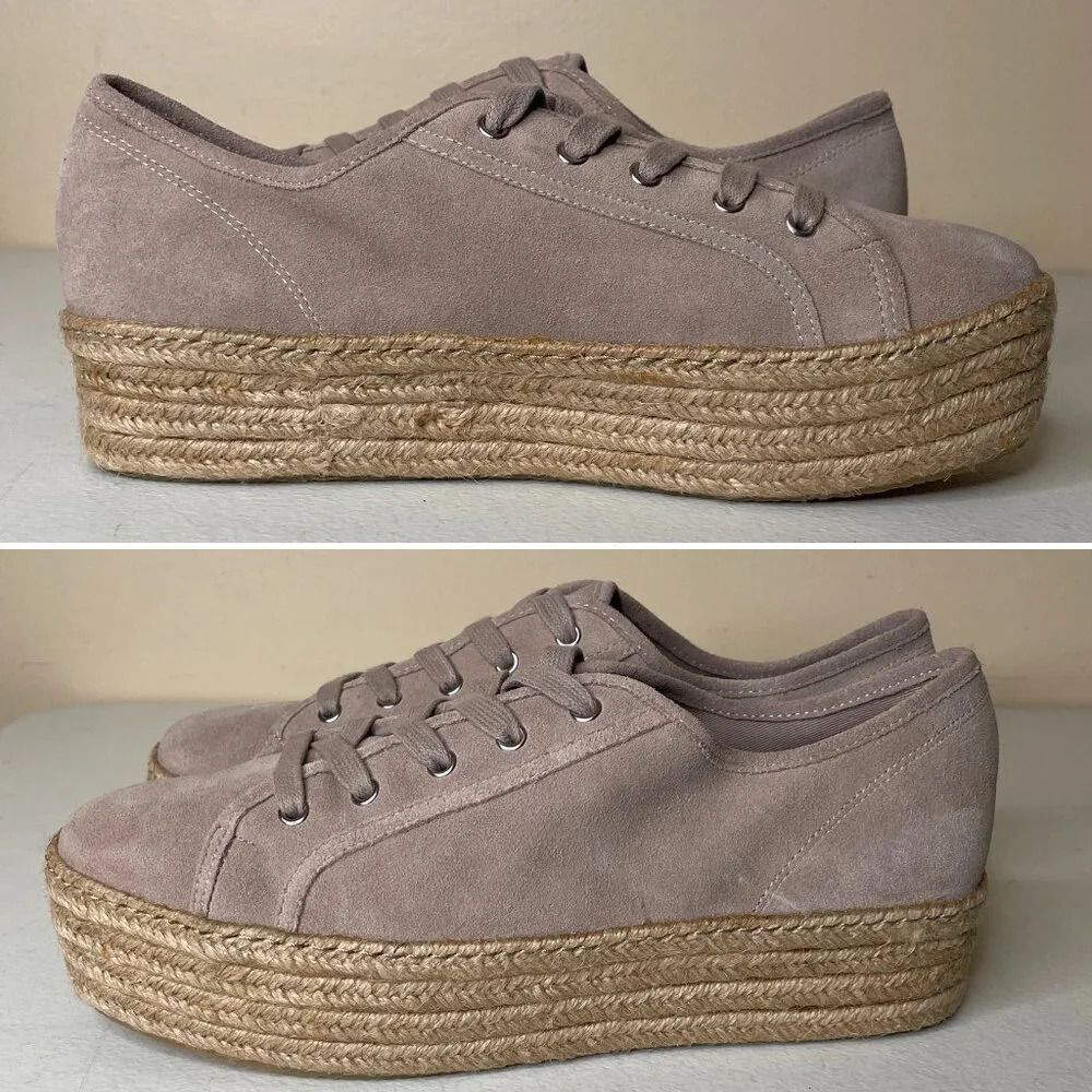 Steve Madden Hampton Tan Suede Platform Espadrille Sneakers Size 10